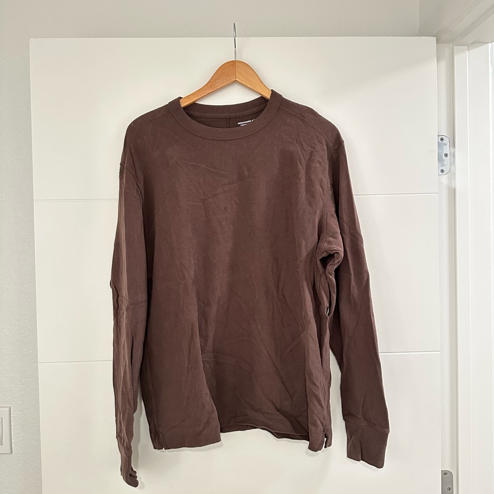 Abercrombie & Fitch Brown Long Sleeve Tee Relaxed Fit